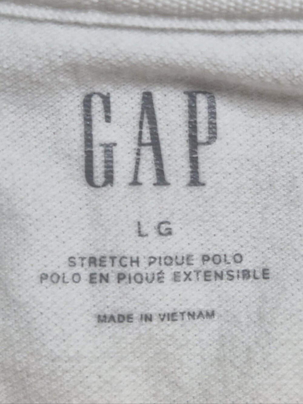 GAP White Stretch Pique Polo Shirt Mens L Golf Preppy Quiet Luxury Old Money Top - Picture 5 of 8